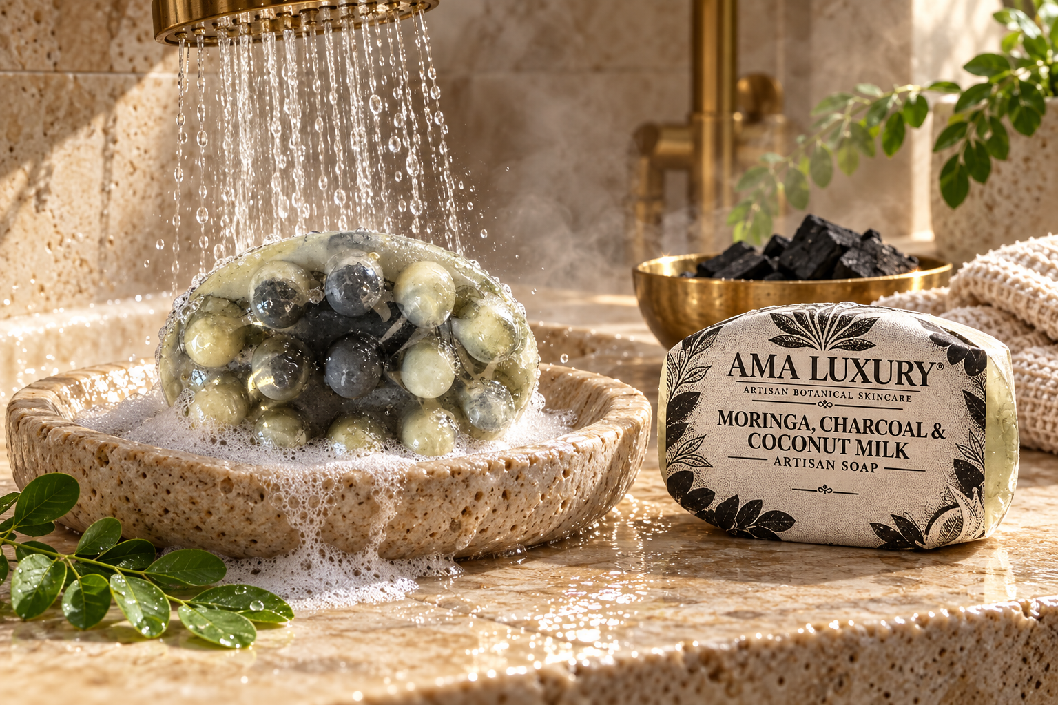 Moringa, Charcoal & Coconut Milk Artisan Soap