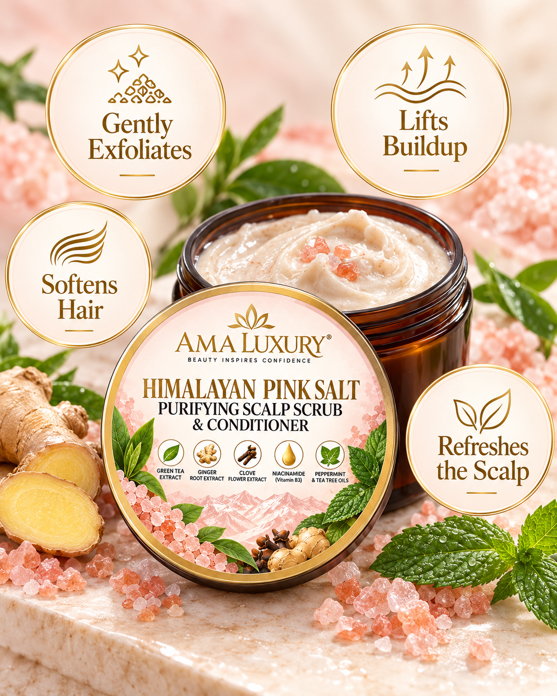Himalayan Pink Salt Purifying Scalp Scrub & Conditioner