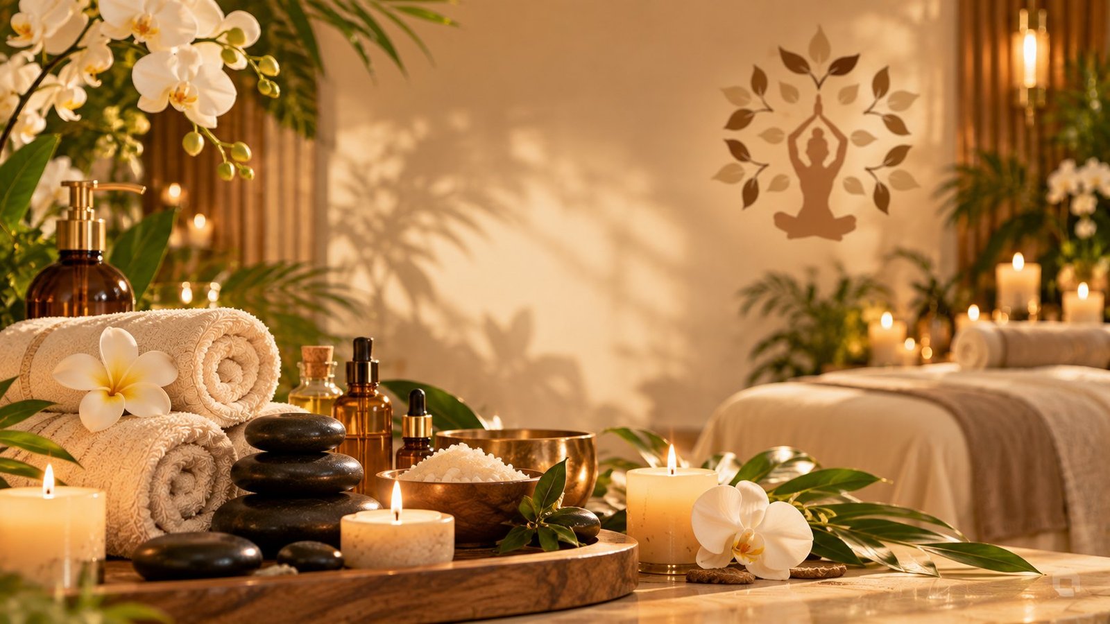 ANI's Spa hot stones, candles, towels and orchids