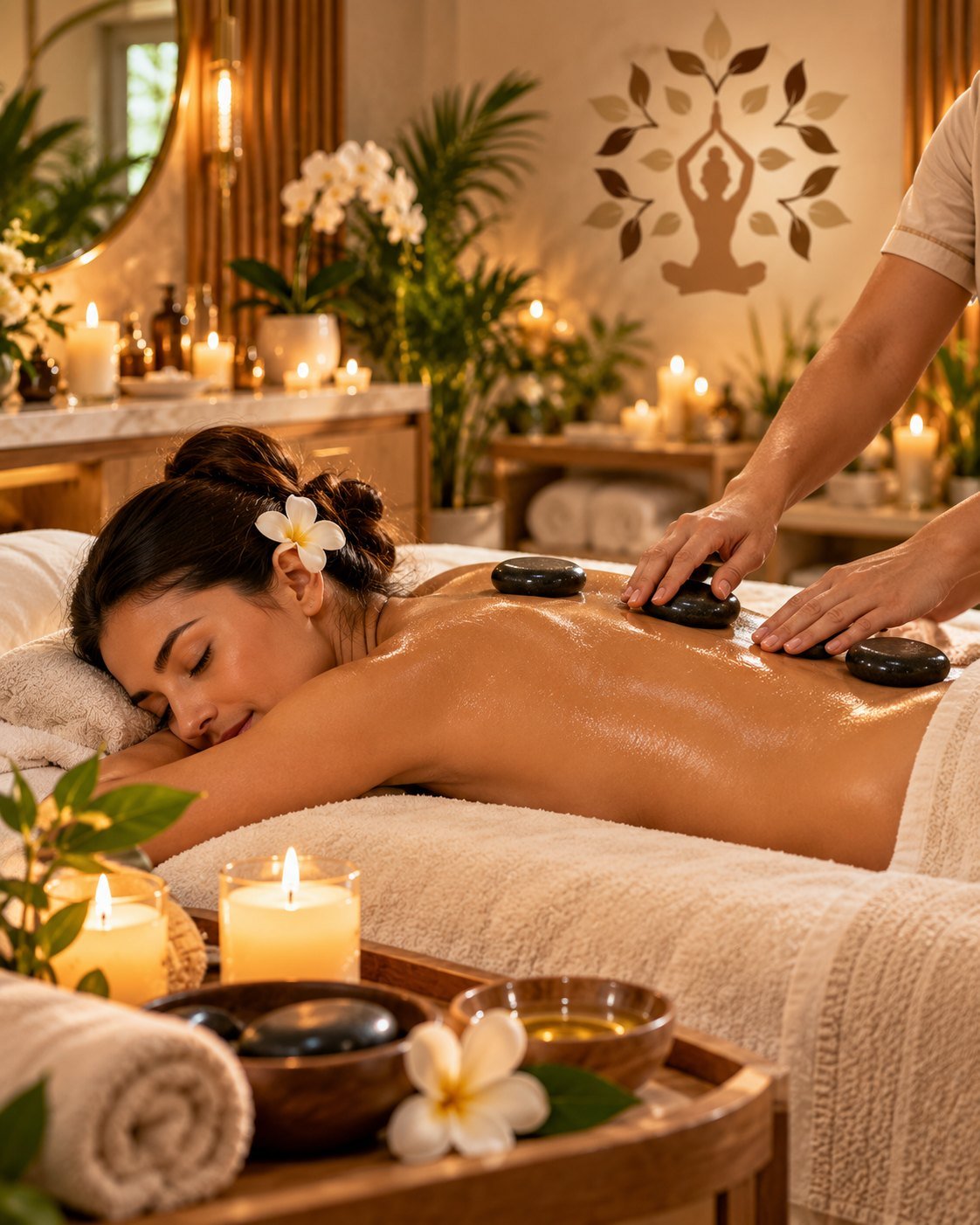 Relaxing hot stone massage at ANI's Spa